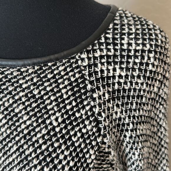 Zara Knit Sweater Boat Neck Long Sleeve Black White Wool Blend Size M Casual - Picture 8 of 13